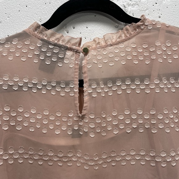 Liz Claiborne Career Womens Medium Pink Polkadot Blouse Long Sleeve - Picture 7 of 7